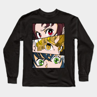 Demon Slayer Trio Eyes - Tanjiro, Zenitsu and Inosuke Long Sleeve T-Shirt