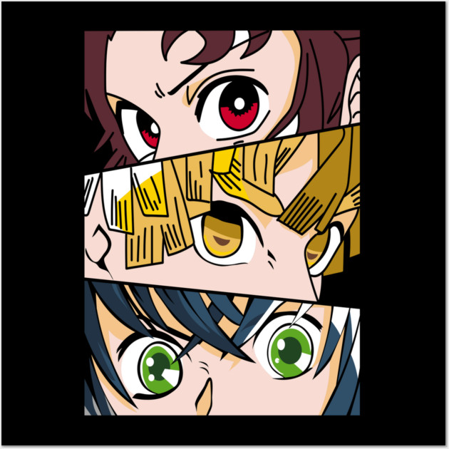 Demon Slayer Trio Eyes - Tanjiro, Zenitsu and Inosuke Wall Art by Otaku Vibes