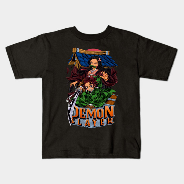 Demon Slayer Tanjiro and Nezuko Art Kids T-Shirt by Otaku Vibes