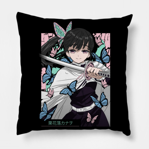Demon Slayer Kanao Tsuyuri Butterfly Blade Art Pillow by Otaku Vibes