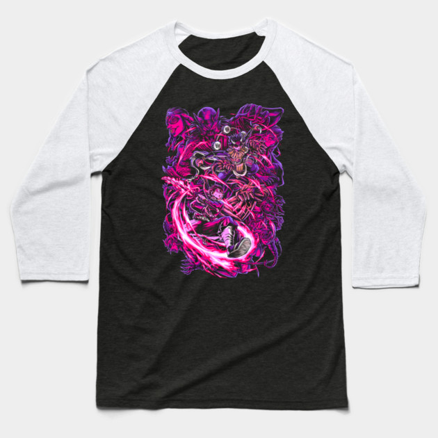 Demon Slayer - Tanjiro vs Upper Moon 4 Baseball T-Shirt by Otaku Vibes
