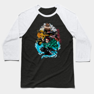 Demon Slayer Main Four in Action Baseball T-Shirt