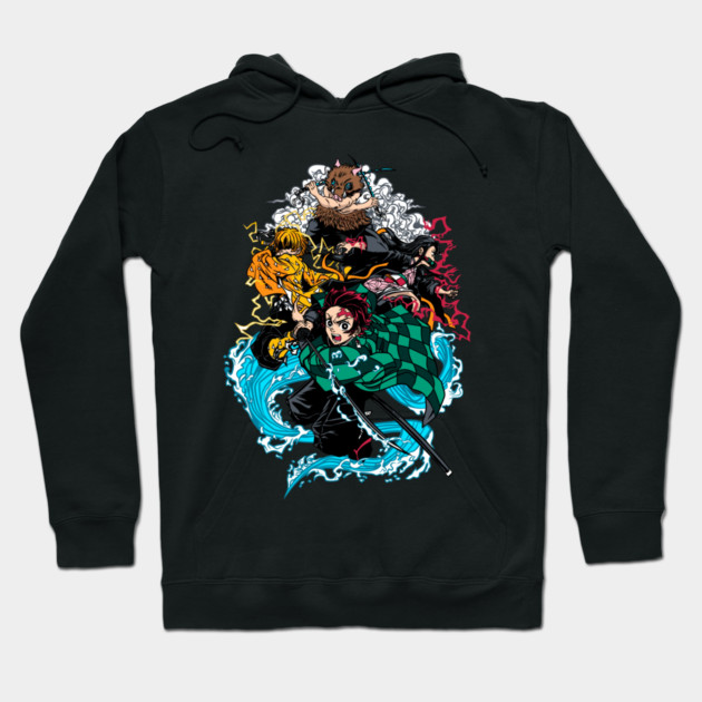 Demon Slayer Main Four in Action Hoodie by Otaku Vibes