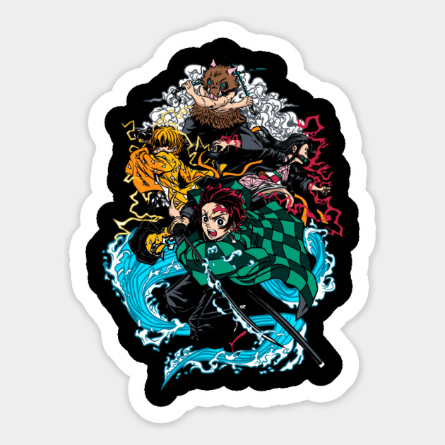 Demon Slayer Main Four in Action Magnet by Otaku Vibes