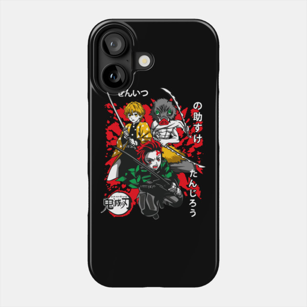 Demon Slayer Tanjiro, Zenitsu and Inosuke Art Phone Case by Otaku Vibes