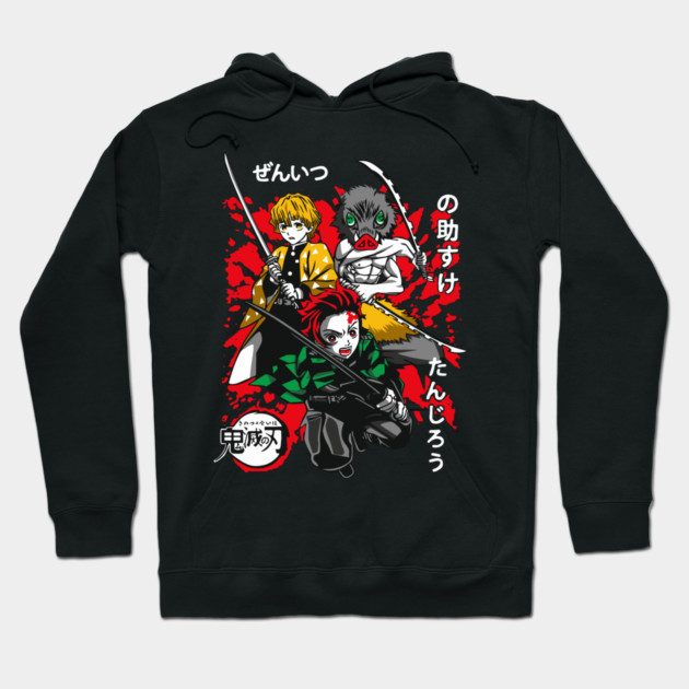 Demon Slayer Tanjiro, Zenitsu and Inosuke Art Hoodie by Otaku Vibes