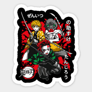 Demon Slayer Tanjiro, Zenitsu and Inosuke Art Sticker