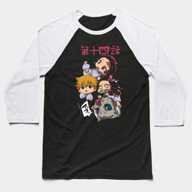 Demon Slayer - Chibi Squad Baseball T-Shirt by Otaku Vibes