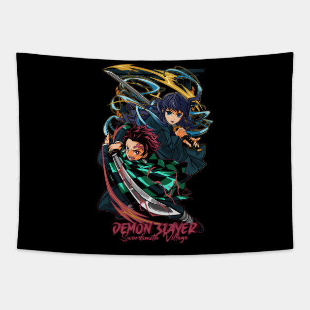 Tanjiro and Tokito Swordsmith Village - Demon Slayer Tapestry by Otaku Vibes