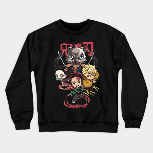 Chibi Demon Slayer Characters Crewneck Sweatshirt by Otaku Vibes