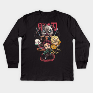 Chibi Demon Slayer Characters Kids Long Sleeve T-Shirt