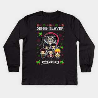 Chibi Characters - Demon Slayer Kids Long Sleeve T-Shirt