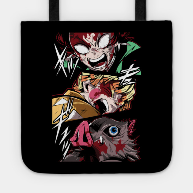 Demon Slayer Rage Trio - Tanjiro, Zenitsu and Inosuke Tote by Otaku Vibes