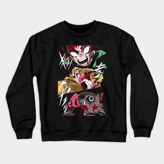 Demon Slayer Rage Trio - Tanjiro, Zenitsu and Inosuke Crewneck Sweatshirt by Otaku Vibes