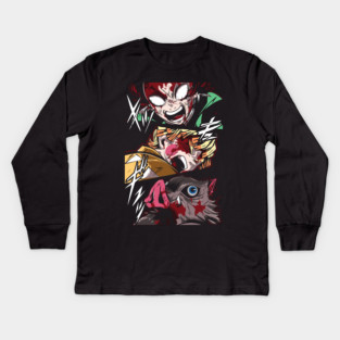 Demon Slayer Rage Trio - Tanjiro, Zenitsu and Inosuke Kids Long Sleeve T-Shirt