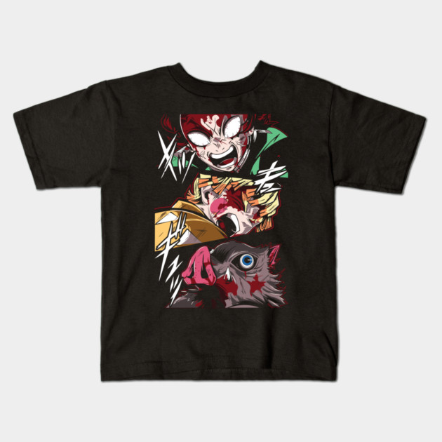 Demon Slayer Rage Trio - Tanjiro, Zenitsu and Inosuke Kids T-Shirt by Otaku Vibes