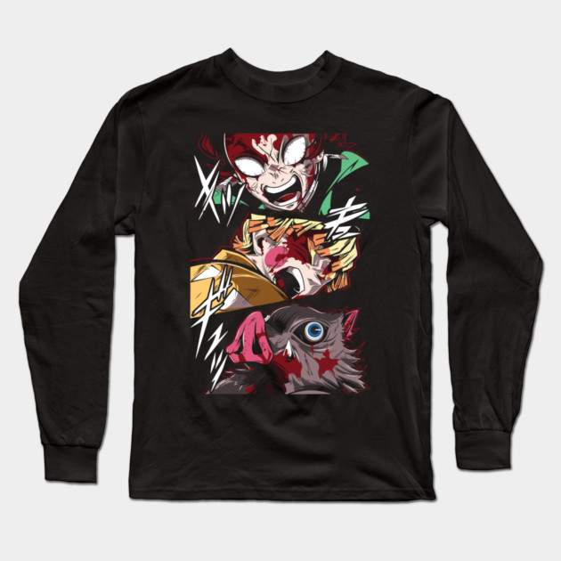 Demon Slayer Rage Trio - Tanjiro, Zenitsu and Inosuke Long Sleeve T-Shirt by Otaku Vibes