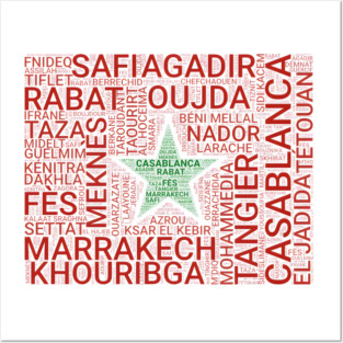 Moroccan Flag And Moroccan Cities Posters and Art