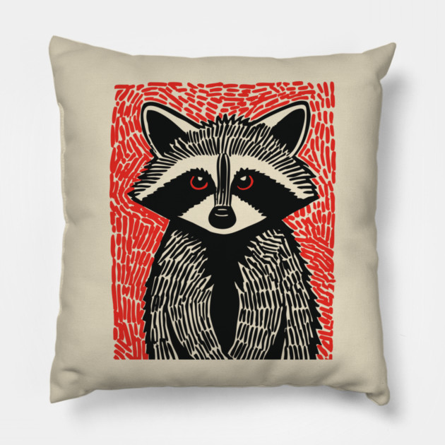 Raccoon Portrait | The Midnight Bandit Pillow by TuncGK