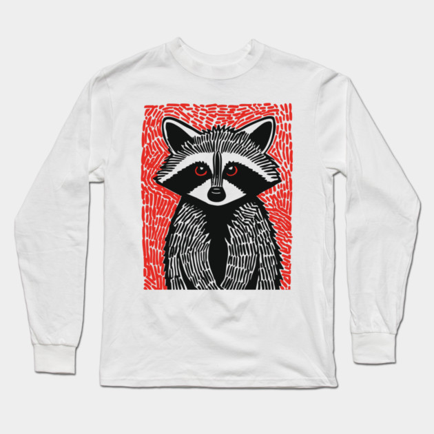 Raccoon Portrait | The Midnight Bandit Long Sleeve T-Shirt by TuncGK