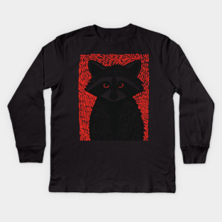 Raccoon Portrait | The Midnight Bandit Kids Long Sleeve T-Shirt