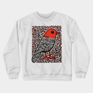 Linocut Robin | The First Sign of Spring Crewneck Sweatshirt