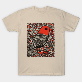 Linocut Robin | The First Sign of Spring T-Shirt