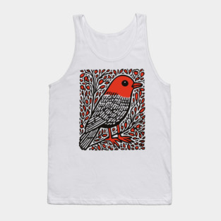Linocut Robin | The First Sign of Spring Tank Top