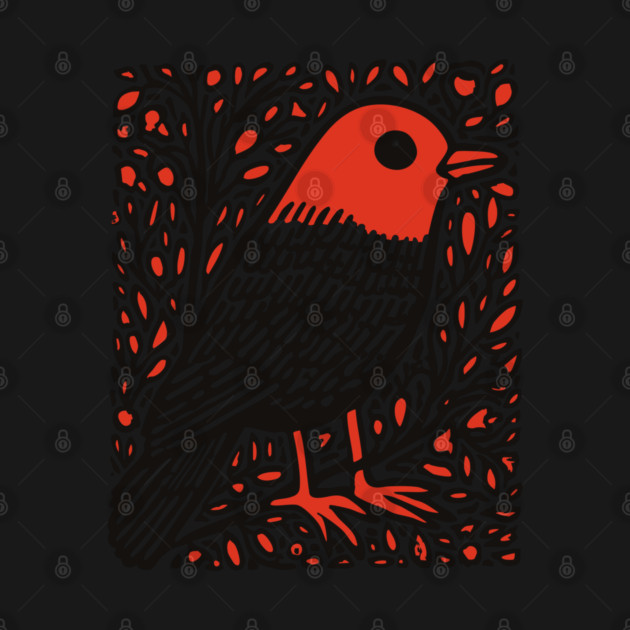Linocut Robin | The First Sign of Spring by TuncGK