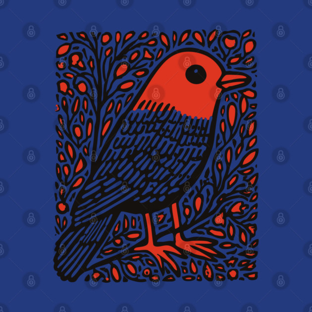 Linocut Robin | The First Sign of Spring by TuncGK