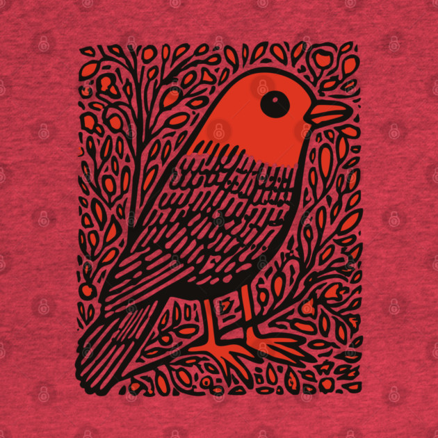 Linocut Robin | The First Sign of Spring by TuncGK
