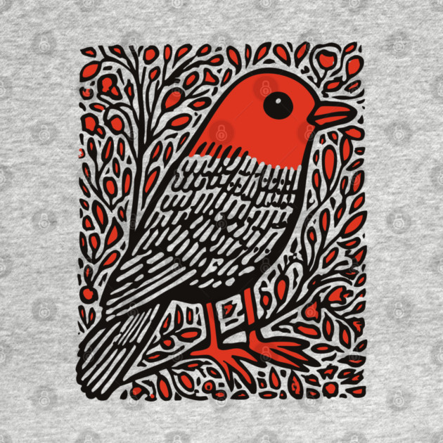 Linocut Robin | The First Sign of Spring by TuncGK