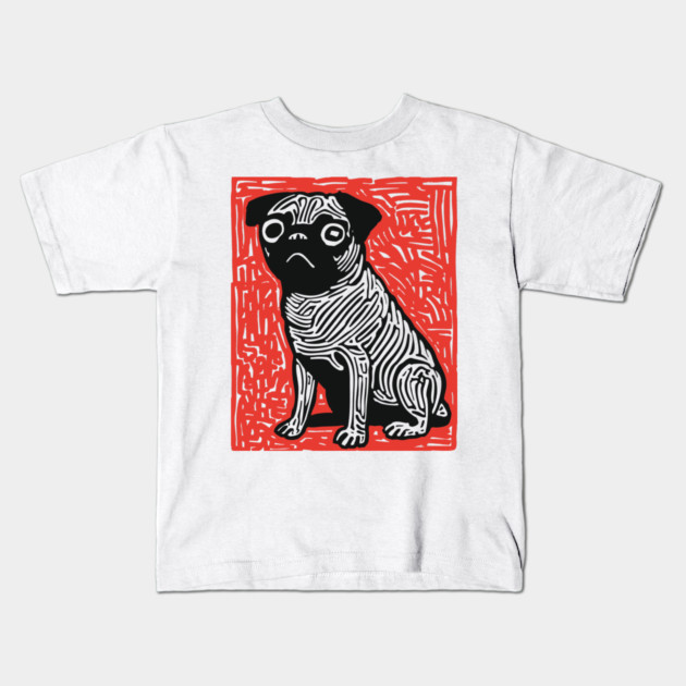 Sad Pug | The Melancholy Curled Tail Kids T-Shirt by TuncGK