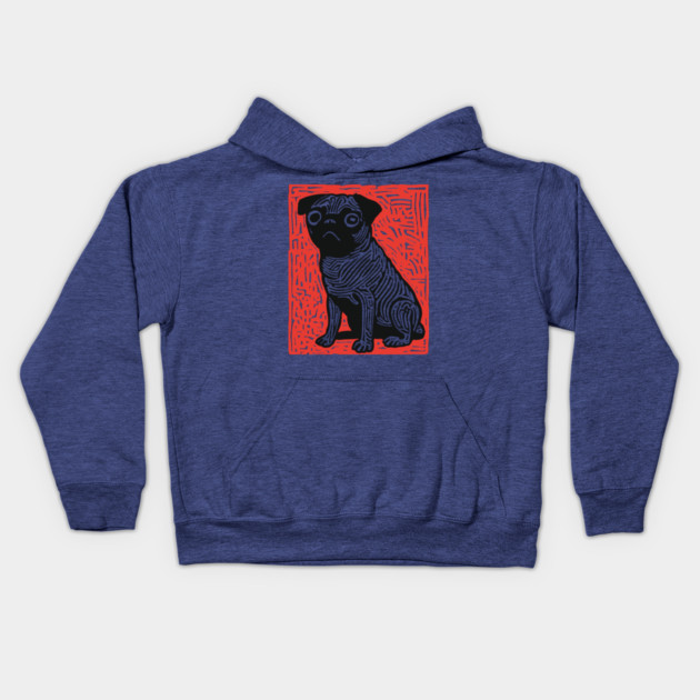 Sad Pug | The Melancholy Curled Tail Kids Hoodie by TuncGK