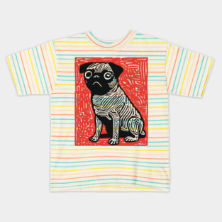 Sad Pug | The Melancholy Curled Tail Kids T-Shirt