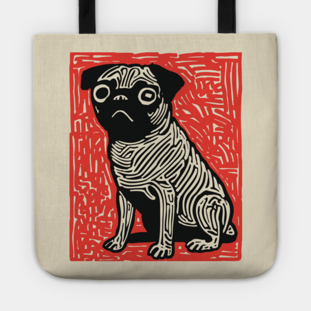 Sad Pug | The Melancholy Curled Tail Tote by TuncGK