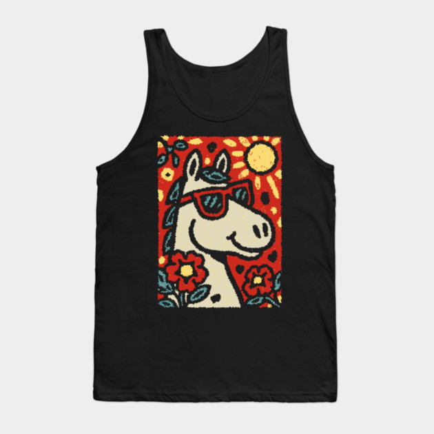Folk Art Horse | Grandma Pop Art Tank Top by TuncGK