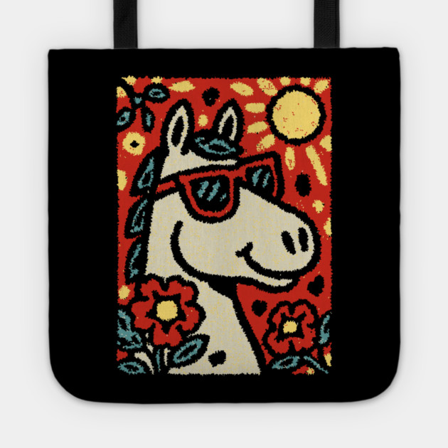 Folk Art Horse | Grandma Pop Art Tote by TuncGK