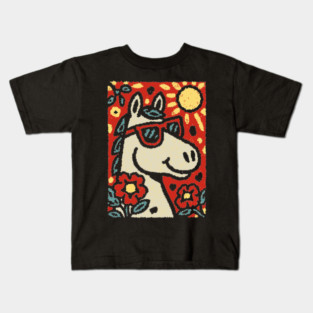 Folk Art Horse | Grandma Pop Art Kids T-Shirt