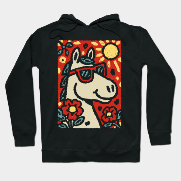 Folk Art Horse | Grandma Pop Art Hoodie by TuncGK