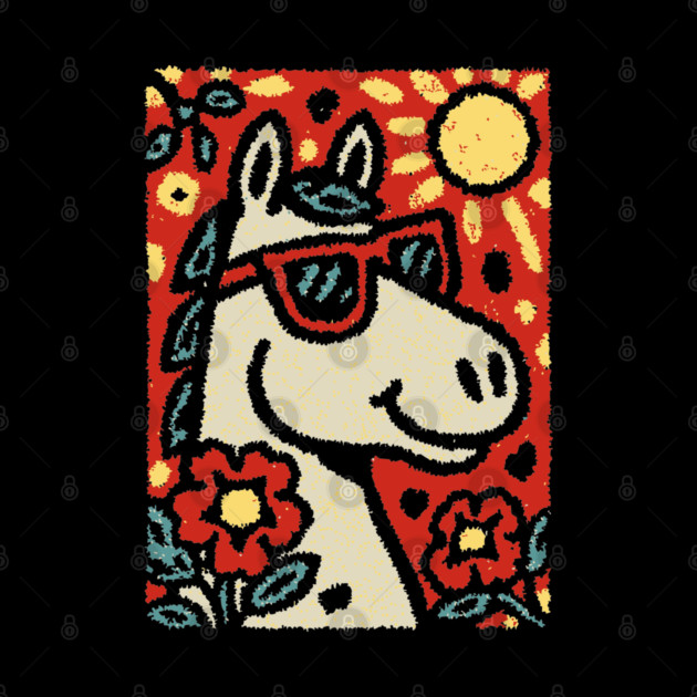Folk Art Horse | Grandma Pop Art by TuncGK