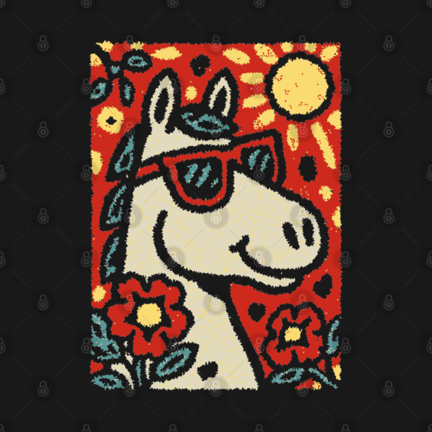 Folk Art Horse | Grandma Pop Art by TuncGK
