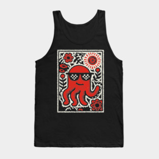Cool Octopus | Risograph Style Sea Creature Tank Top