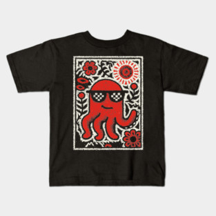 Cool Octopus | Risograph Style Sea Creature Kids T-Shirt
