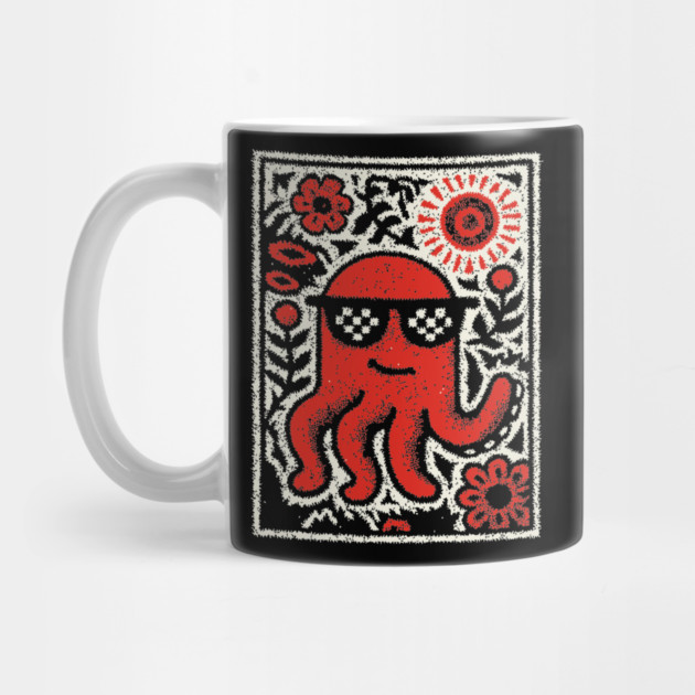Cool Octopus | Risograph Style Sea Creature by TuncGK