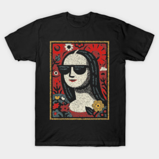 Folk Art Mona Lisa | World Art Day Portrait T-Shirt