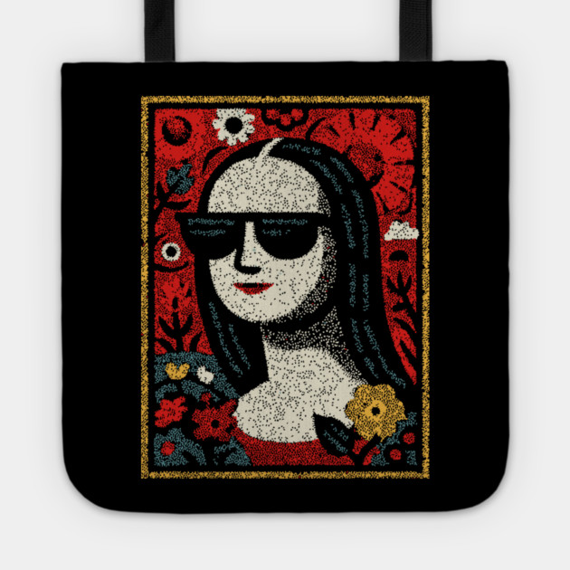 Folk Art Mona Lisa | World Art Day Portrait Tote by TuncGK
