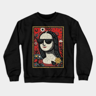 Folk Art Mona Lisa | World Art Day Portrait Crewneck Sweatshirt