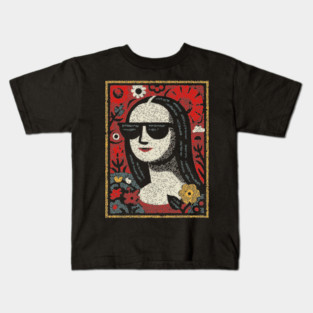 Folk Art Mona Lisa | World Art Day Portrait Kids T-Shirt