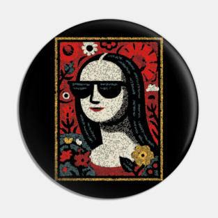 Folk Art Mona Lisa | World Art Day Portrait Pin